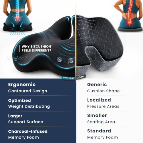 Image of Cooling Seat Cushion for Tailbone Pain Relief, X Large Office Chair Cushion