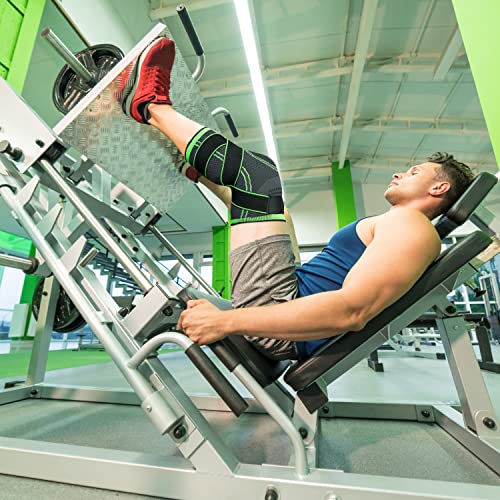 Image of Dyna Pro Knee Cap | Compression Knee Support | Adjustable Strap For Custom Fit | Injury Prevention, Recovery, Pain Relief, Gym, Crossfit, Meniscus Tear, ACL /PCL, Arthritis | Suitable Men Women | SMALL (1 No) | Green