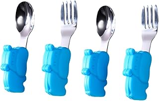 Toyvian 2 Conjuntos De Colher Garfo De Aço Inoxidável Colher De Aço Inoxidável Colheres De Bebê Colheres De Aço Inoxidável Garfo De Autoalimentação Utensílio De Alimentação Para Bebê