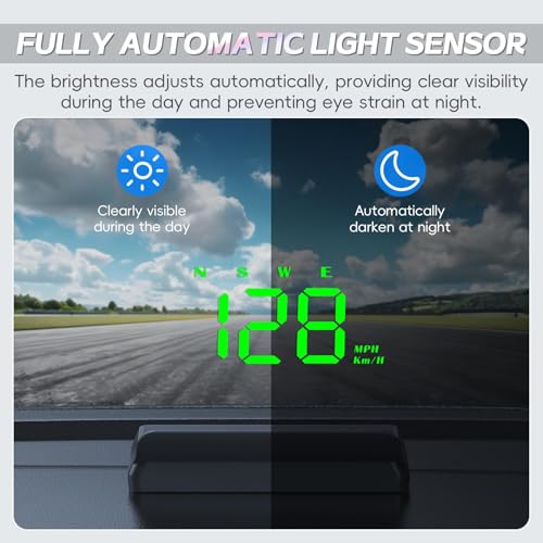 Heads Up Display for Cars, GPS Speedometer, Digital Speedometer for Car with MPH/KMH Switch, Speed Calibration, Adjustable Brightness, Overspeed Alert, Large Font Display,Speedometer HUD Plug & Play — view 5