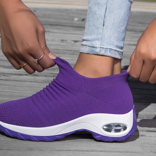 Image of Non Slip Work Shoes Women, Slip On Sneakers Women,Work Shoes Walking Gym Nurse Mesh Casual Fashion Sneakers Comfort Breathable Lightweight