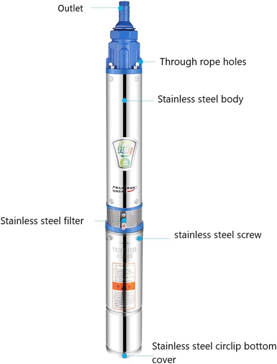 Mini Submersible Portable Electric Water Pump 370W Stainless Steel Deep Well Pump Submersible Pump 220V Household High-lift Well Water Pump