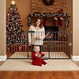 Foreng Extra Wide Baby Gates for Doorways 62.20'-71.65' Extra Wide Baby Gate Dog gate Pressure Mounted No Drilling with Walk-Through, Auto-Close & Dual-Direction Swing for Large Wide Opening Black
