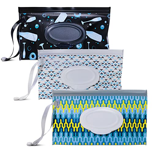 Portable Wet Wipe Pouch [3Pack] Entyle Reusable & Refillable Baby