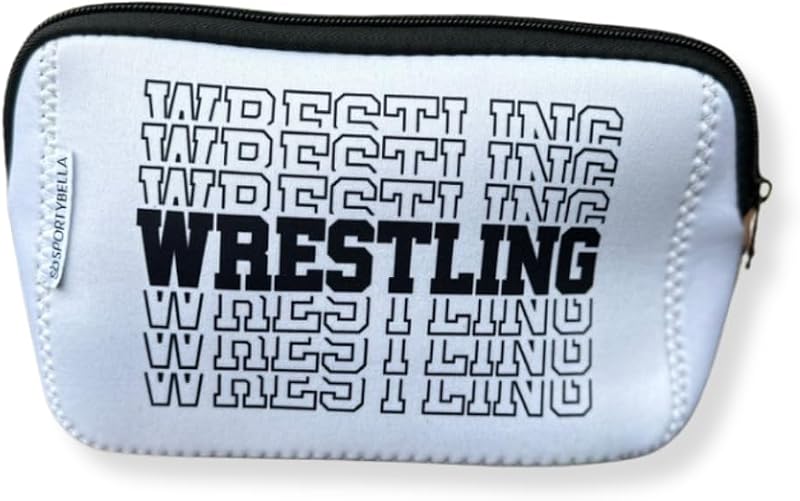 Necessaire de maquiagem Sportybella Wrestling em neoprene, preta, com zíper