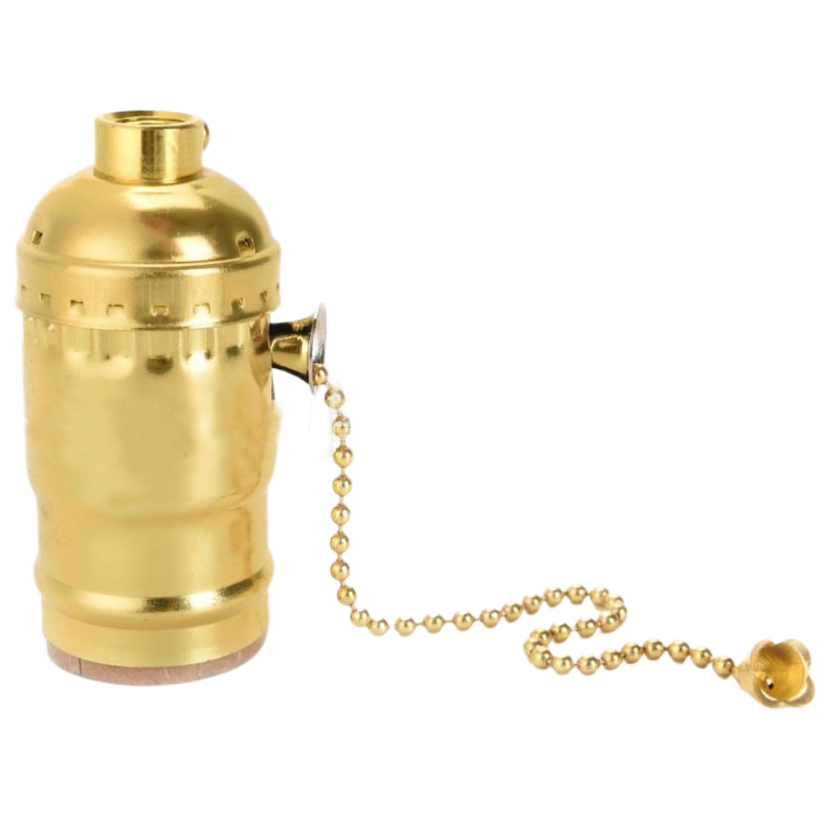 Ngbbby Gold Pull Chain Light Socket, Screw Thread Lamp Socket With Pull Chain, Metal Light Bulb For E26 E27 Bulbs,