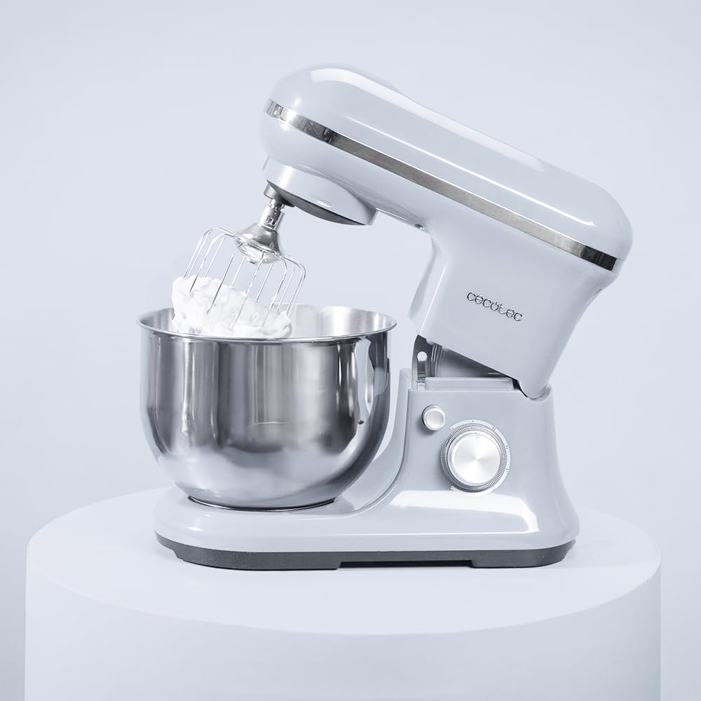 Cecotec Batidora Amasadora Cecomixer Merengue 5L 1200 Azul, 1200 W en 6 Niveles, 5 Funciones, Movimiento Planetario, Diseño Elegante, Bol de Acero de 5 L y Accesorios para Batir y Amasar - 5