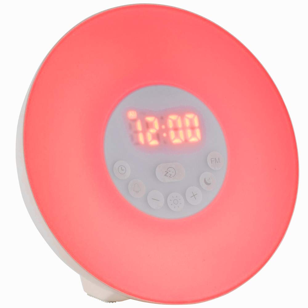 TFA Dostmann 60.2019.02 - Sveglia luminosa con alba, radio FM, 6 suoni, funzione snooze, bianco, plastica, 170 mm