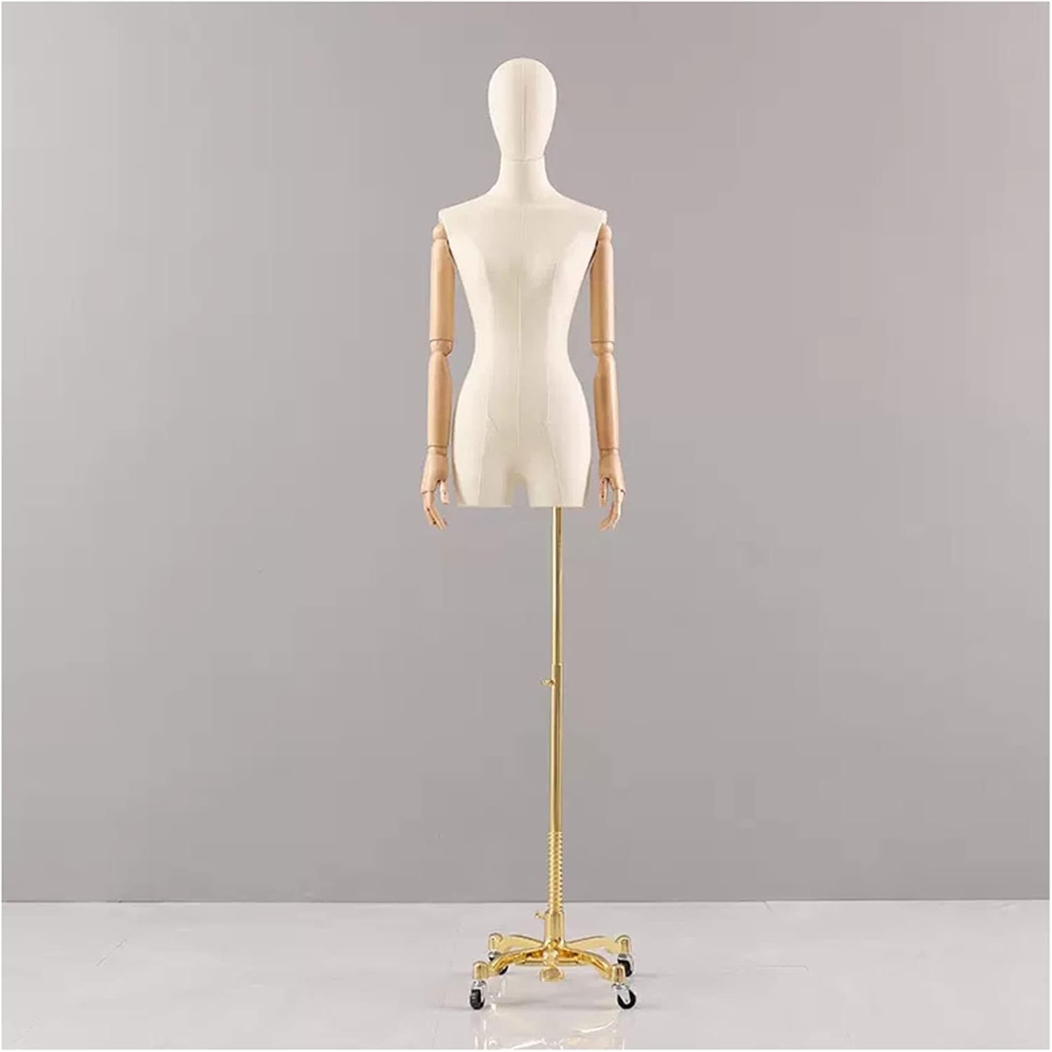 Sewing Mannequin Thick Linen Fabric with Wheels and Solid Wood Arm for:Shop Display Mannequin (Size : A)