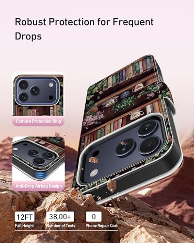 DEENAKIN for iPhone 17 Pro/iPhone 18 Pro Wallet Case + Cash Clip | Card Solts Holder, RFID-Blocking, UV-Printed Artwork, Magnetic Closure with Leather Kickstand - image 5