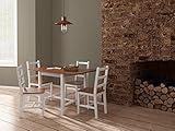  Panana Esstisch Stuhl Set Klapptisch Essgruppe Tischgurppe, Esstischgruppe Sitzgruppe Esszimmergarnitur, 119 x 75 x 73 CM, Tisch und 4 Stühle, Holz - Braun + Weiß