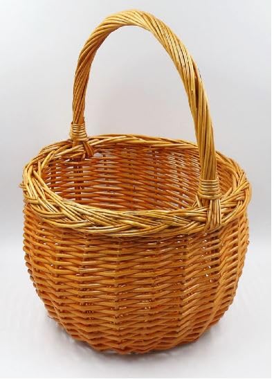 Cesta de mimbre napolitano con asa, medida 30 x 30 x 42 cm, cesta trenzada de color marrón, cesta de picnic de almacenamiento, cesta de regalo, colección castañas, frutas del bosque