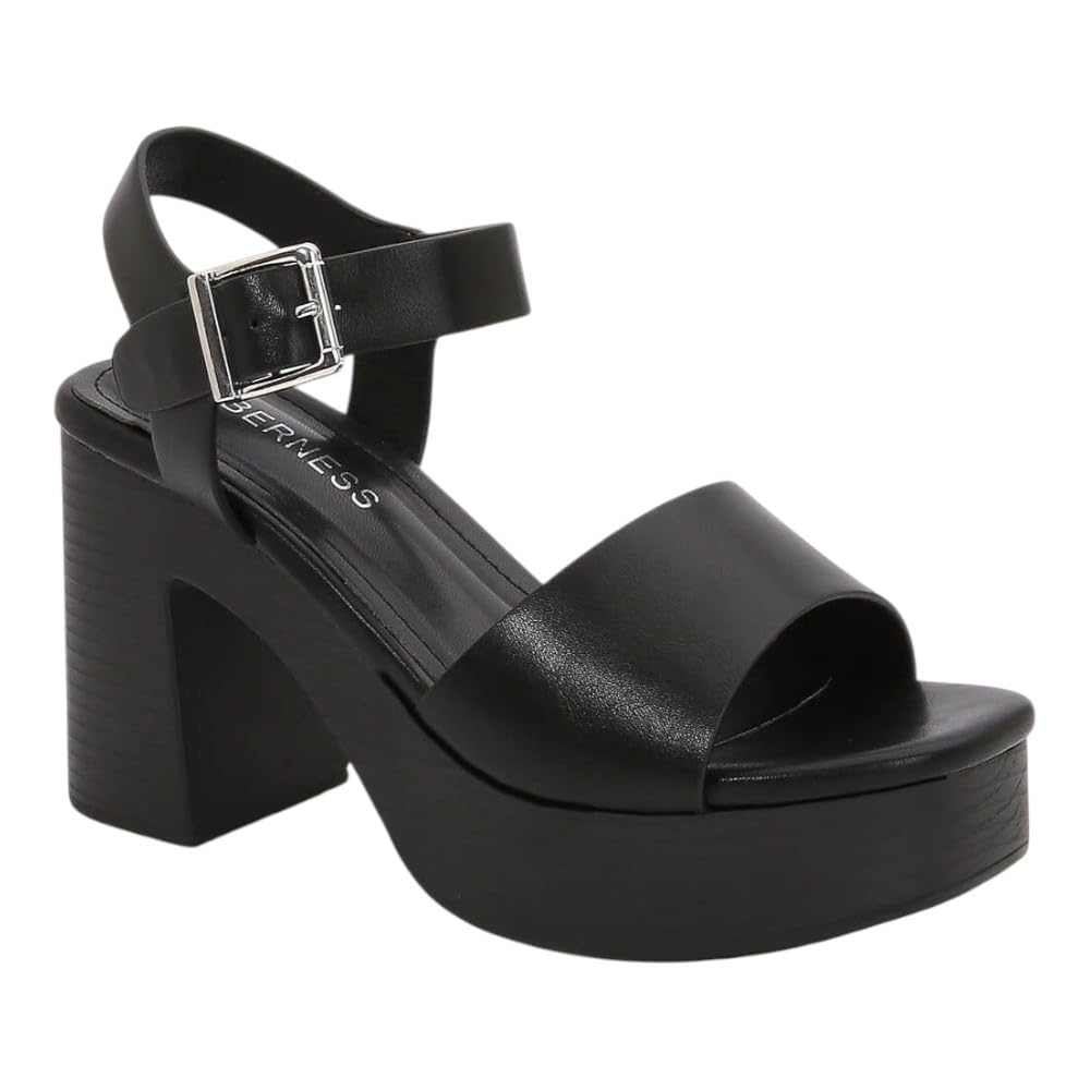 Women Open Toe Platform Block Heel Sandals With Ankle Strap