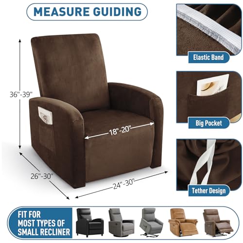 Image of ZNSAYOTX 2026 Velvet Small Recliner Cover 3-Piece, Luxury Plush Recliner Chair Covers with Elastic Band & Ties Stay in Place, Stretch Reclining Slipcover for Lazy Boy Soft Washable (Dark Coffee)