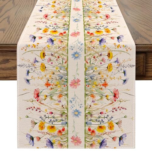 Cusugbaso Spring Table Runner 13x72 inch, Floral Spring Decor for Table, Party, Home - Farmhouse Floral Decroations