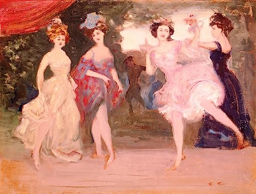 Toile Quatre danseuses sur scène Charles Conder 60x90cm pour la décoration du salon