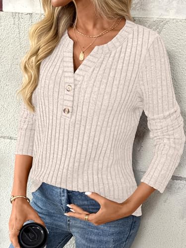 AUTOMET Women's Long Sleeve Henley Shirts Fall Lightweight Sweaters Dressy Casual Tunic Tops Fashion Clothes 20253