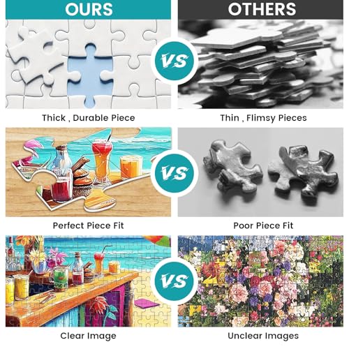 500 Piece Puzzle for Adults, Vacation Jigsaw Puzzle, Seaside Bar Puzzles 500 Pieces Birthday Party for Family Adults Funny Puzzle, Fun and Challenging Family Games 20.5×15 in - Image 4
