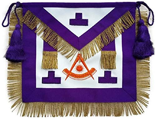 Tablier maçonnique Past Master Puerto Rico en peau d'agneau brodé main