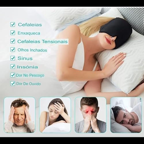 Touca Tapa Olhos Gel 180º Flexível Compressora Manta Térmica Máscara Gel Sólido Gelado ou Quente Par