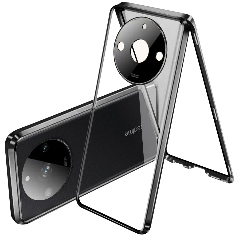 Custodia Realme 11 Pro / 11 Pro Plus Con Sportello Fotocamera E Anello Supporto Magnetico – Nero - 2