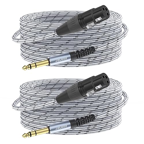 JOLGOO XLR Female to 1/4 Inch 6.35mm TRS Plug Balanced Interconnect Cable, XLR to Quarter inch Cable, 15.3 Meters 2 Pack