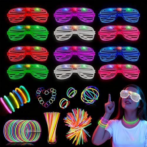 Corpower Bracelet Fluorescent Lumineux 62 Pièces, 50 Bâtons Lumineux Bracelet Fluo avec 12...