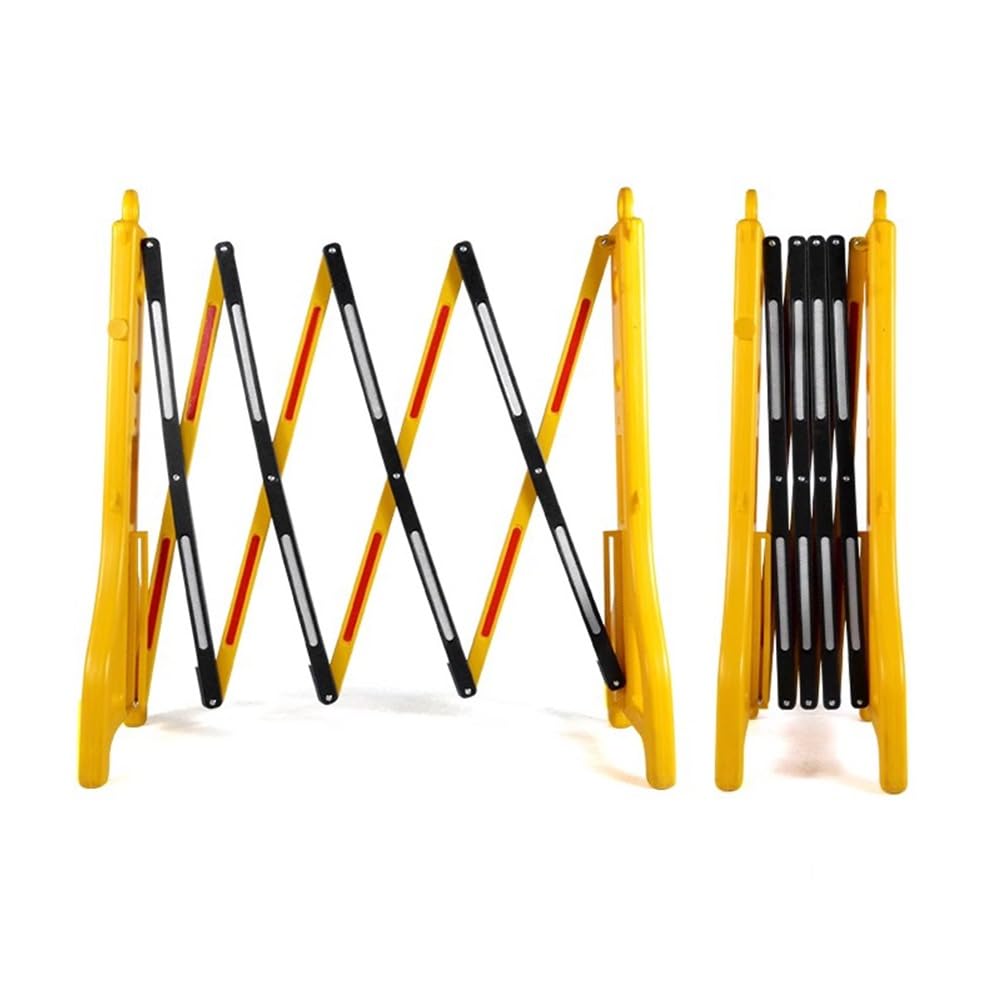 WQPMNYG Security Barrier,8.2ft Expandable Folding Security Gate, Mobile Barricade for Driveway & Construction Site, Traffic Control Barrier, Durable Yellow Safety Gate