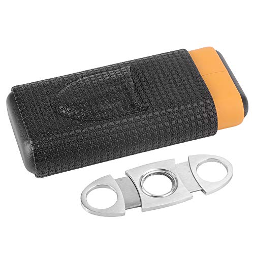 Sigarenkist, draagbare cederhout 3-buis sigarenkoker voor reizen Humidor met sigarenknipper Krokodil GrainCedar… - Image 8