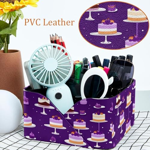 Porte-stylos rectangulaire violet motif dessert pour papeterie et bureau - 6