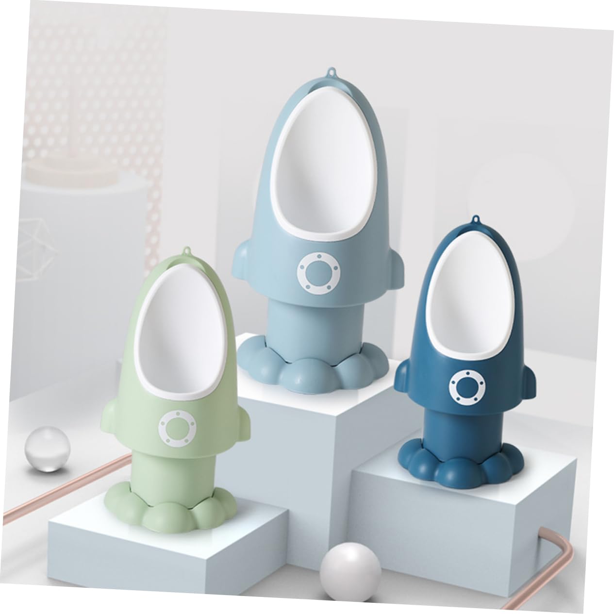 HANABASS Adjustable Boys Urinal Potty for Toilet Training Rocket Shape Design Easy to Clean Adorable Cartoon Look for Independent Urination Light Green