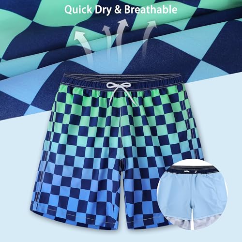 unitop Men's Swim Trunks with Compression Liner Quick Dry Bathing Suit Summer Beach Shorts with Pockets3
