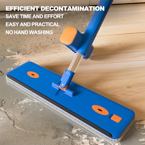 bestyks Großer Flachmopp Eimer,Handfreier Wischmopp Flachmopp Set mit Eimer,Bodenwischer Set mit...