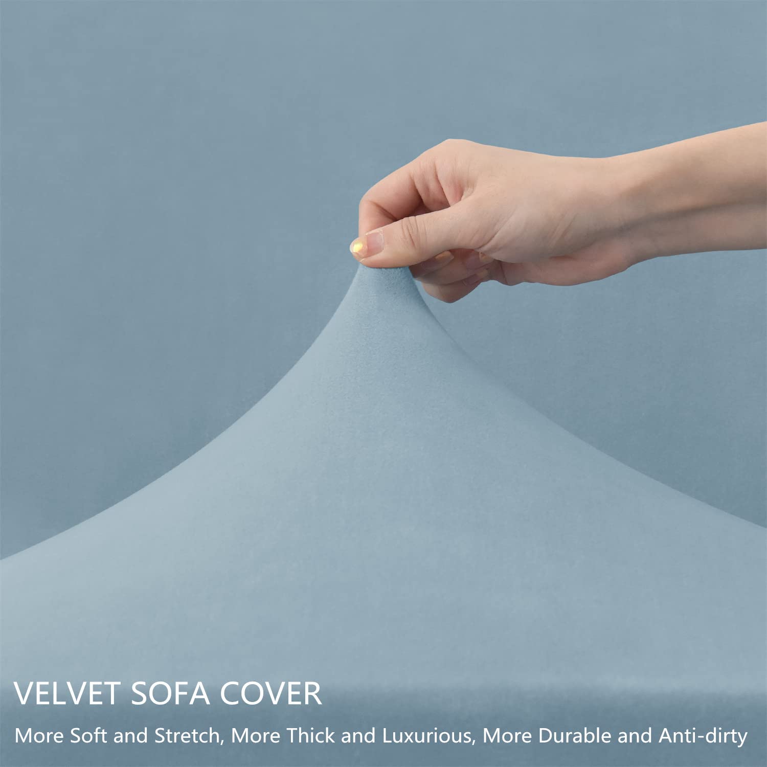Set di 3 fodere per divano a 2 posti in velluto elasticizzato con 2 federe per cuscini separate, protezione per mobili per un facile rinnovamento della casa, colore: azzurro