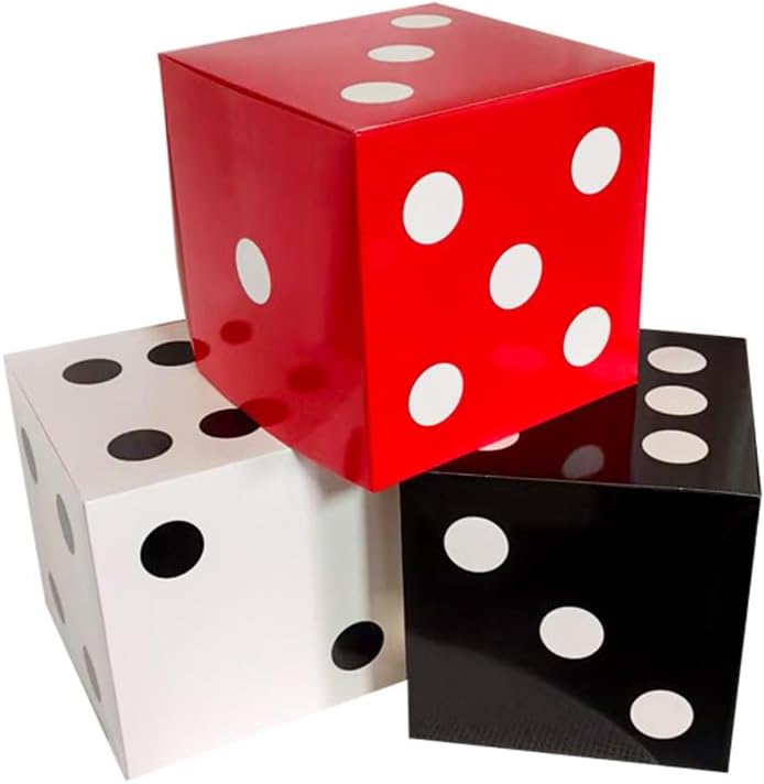 Dice 11.8 Inches Paper Boxes, 3 Packs Dice Balloon Boxes Party Photo props，Party Decoration Supplies