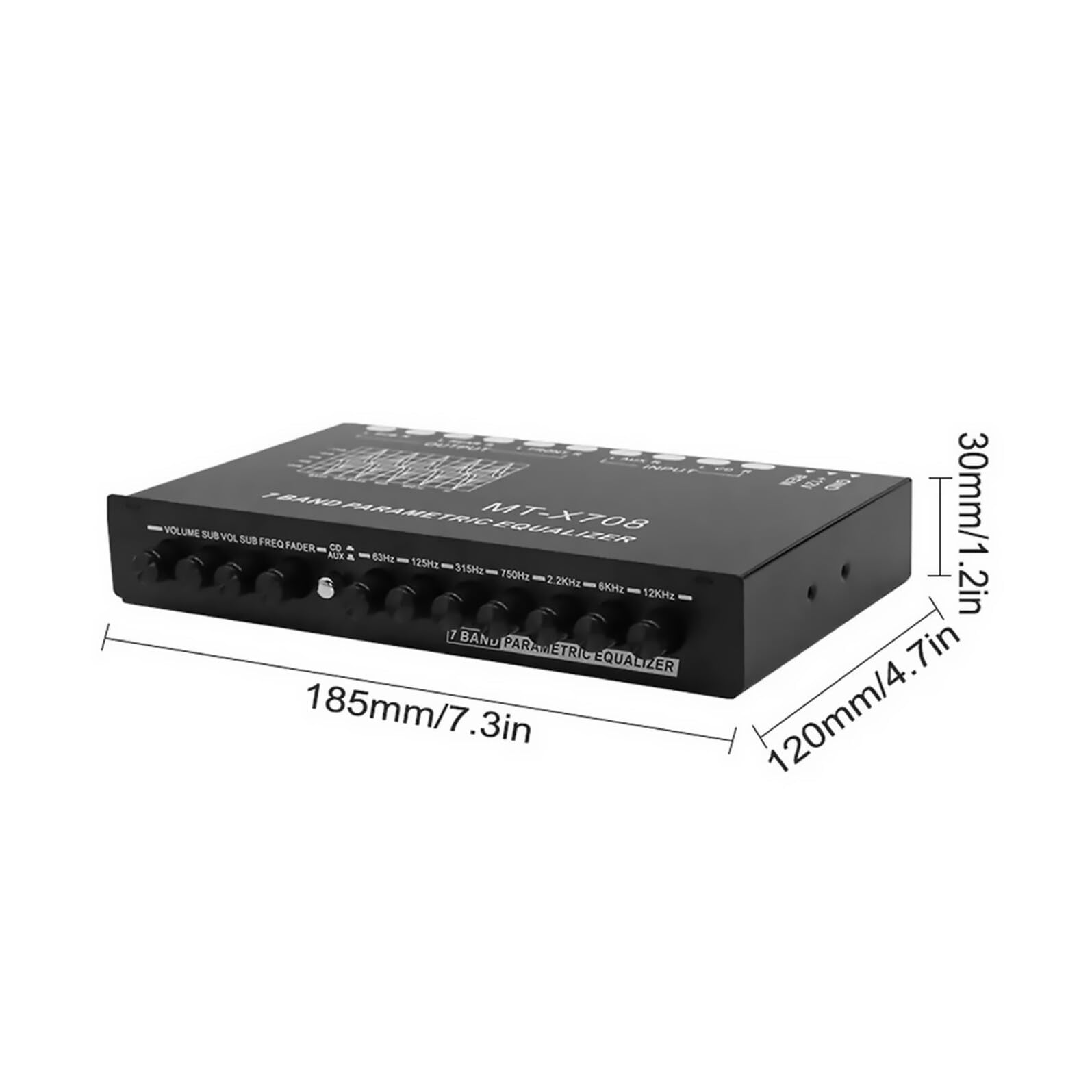 Alipis Ecualizador Digital de 7 Bandas para Coche, Amplificador de Sonido en Metal Seis Canales, Mejora la Calidad de Audio en Sistemas Estéreo de Automóvil
