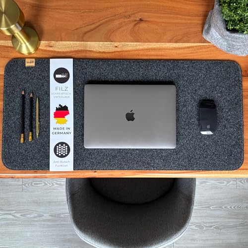 kontor28 - Schreibtischunterlage Filz MADE IN GERMANY | Schreibtisch Unterlage in der Größe 80x37 5 cm aus Upcycling-PET Filz | Filzunterlage Schreibtisch waschbar & Anti-Rutsch Farbe Anthrazit