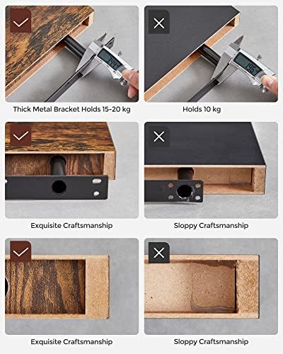 VASAGLE Floating Shelf, Wall Shelf for Photos, Decorations, in Living Room, Kitchen, Hallway, Bedroom, Bathroom, Rustic Brown LWS28BX