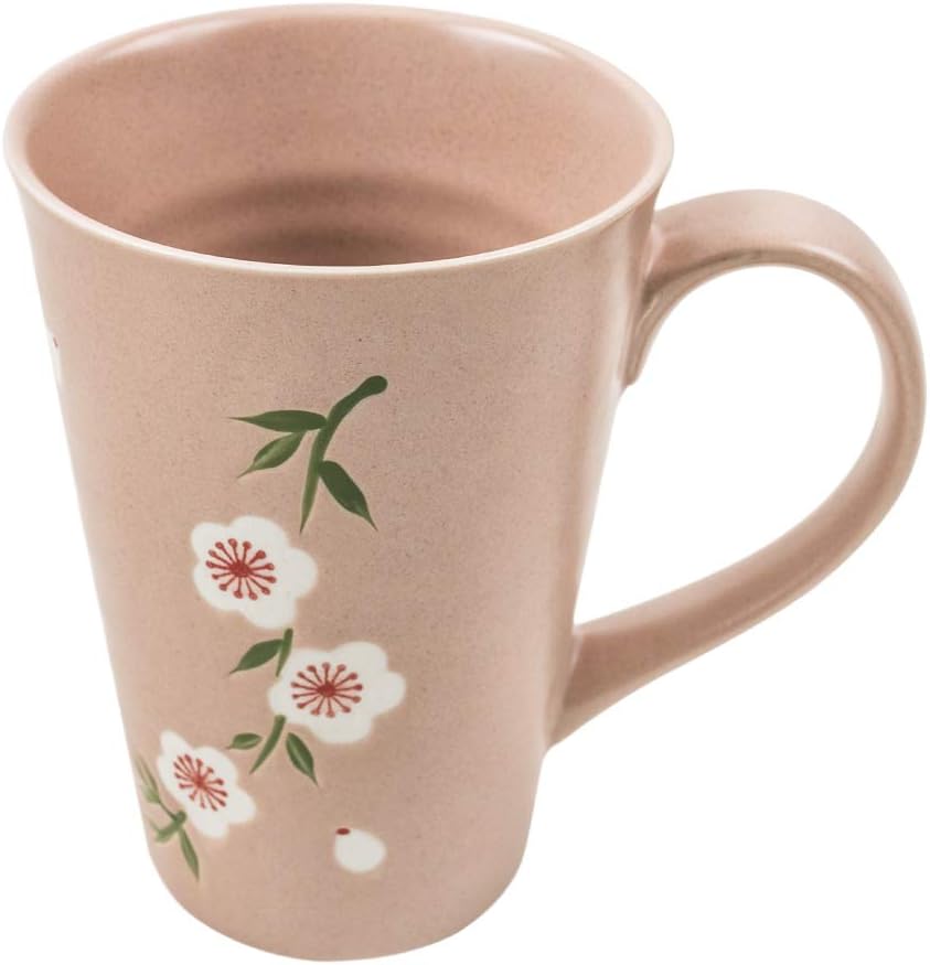 Chumbak Japanese Blossom Pastel Tumbler - Pink - Tea and Coffee Mug, Ceramic Drinking Cup, Dining & Tableware for Hot Beverages, Breakfast Mug for Home, Dishwasher & Microwave Safe, 5.7"x3.9"x5.4"
