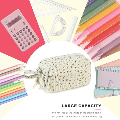 Image of Bluboon Big Capacity Pencil Case Pencil Pouch Pen Case School Supplies Cute Pencil Box Pencil Bag for Teen Girls Boys Women Man (Black Floral 92)