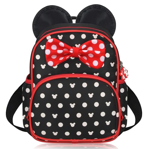 Voikukka Linda mochila para meninas, pequena, para crianças, pré-escolar, mochila para livros, Preto