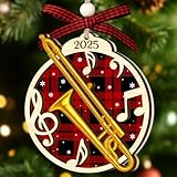 Trombone Ornament – Musical Instrument Ornament For Christmas Tree – Gift For Trombone Players & Music Lovers – Funny Musician Gifts – Music Lovers Decor – 2 Layers Wood Acrylic Design, Christmas 2025