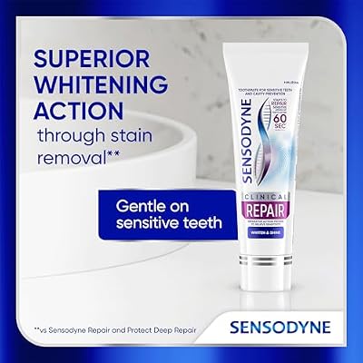 Sensodyne Clinical Repair Whiten & Shine Toothpaste for Sensitivity Relief, 3.4 oz (3 Pack)