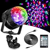 Anpro Discokugel LED Discolicht mit 15 Beleuchtungsform, Disco Lichteffekte 360°Drehbares RGB Partylicht Led Disco Ball mit USB Kabel für Weihnachten, Kinder Geburtstag, Partei