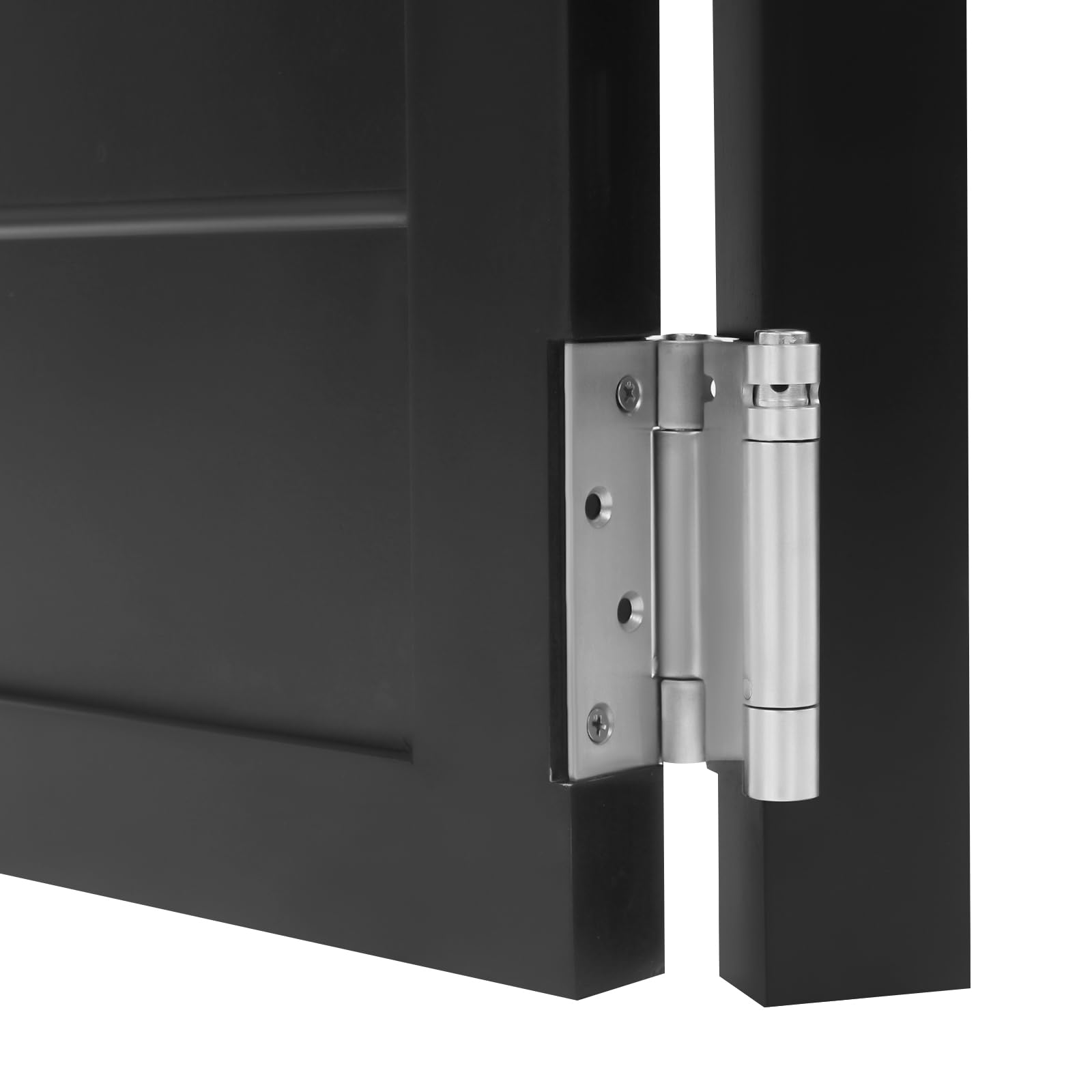 Porte battante simple 90x90 cm noir, épaisseur 3,5 cm en bois de pin, ouverture bidirectionnelle et fermeture automatique, avec cordon, installation facile pour maison, cuisine et débarras
