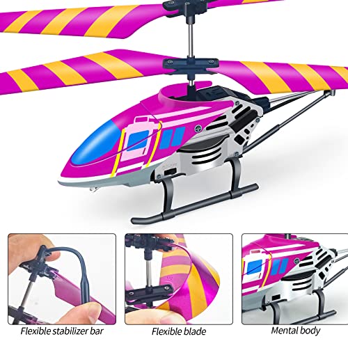 Yongnkids Remote Control Helicopter For Kids Boys Girls Adults - 2.4 Ghz 3.5 Channel Rc Helicopter Toy With Gyro & Led Light, Perfect Indoor Flying Toy (Purple) #TOP2