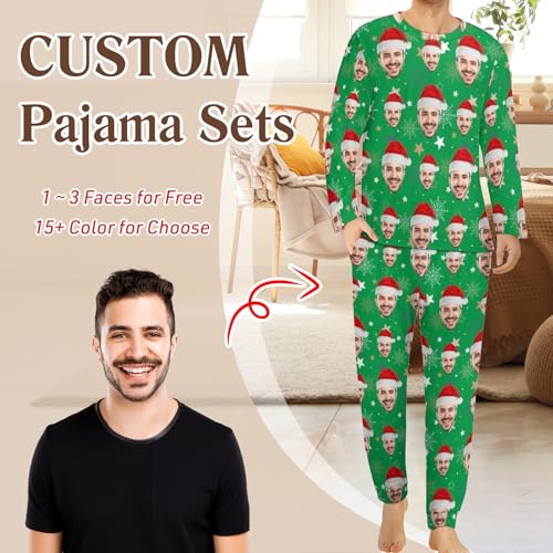 Custom Face Pajamas Sets,Personalized Pajamas with Photo for Women Men, Customized Pjs Sleepwear Gifts for Christmas2