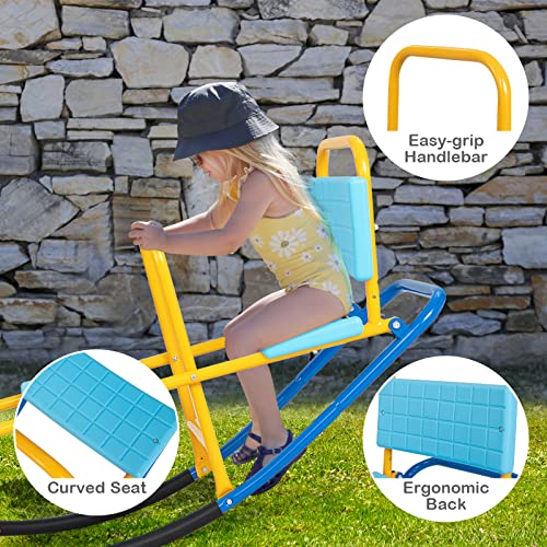Honey Joy Kids Seesaw Teeter Totter, 3-Person Heavy Duty Metal Playground Equipment For Backyard, Indoor Outdoor Rocking Fun For Toddlers Boys Girls Age 3-8, Teeter Totter For Kids Outdoor(Blue) #TOP3