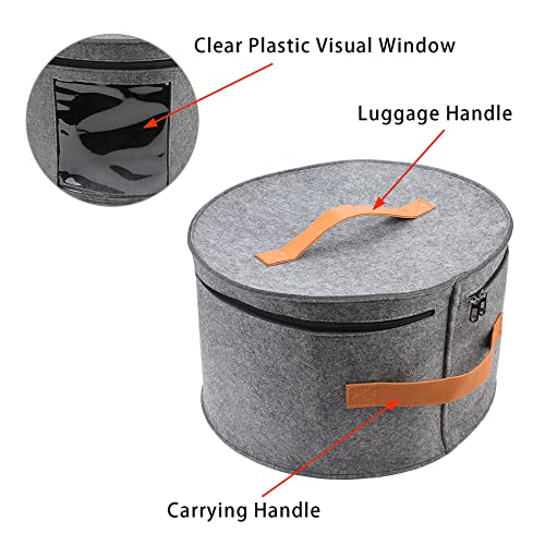 Vanlonpro Large Hat Storage Box For Women & Men, 16" D X 10" H Hat Box Organizer，Foldable Round Travel Hat Boxes With Dustproof Lid, Stuffed Toy Storage Bin Bag #TOP2