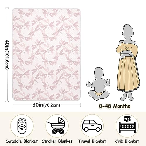 Image of Swaddle Blanket for Pink and Purple Dragonfly Baby Receiving Blanket Muslin Baby Swaddles Soft Cotton Breathable Nursery Blankets for Unisex Boys and Girls 30x40 Inch
